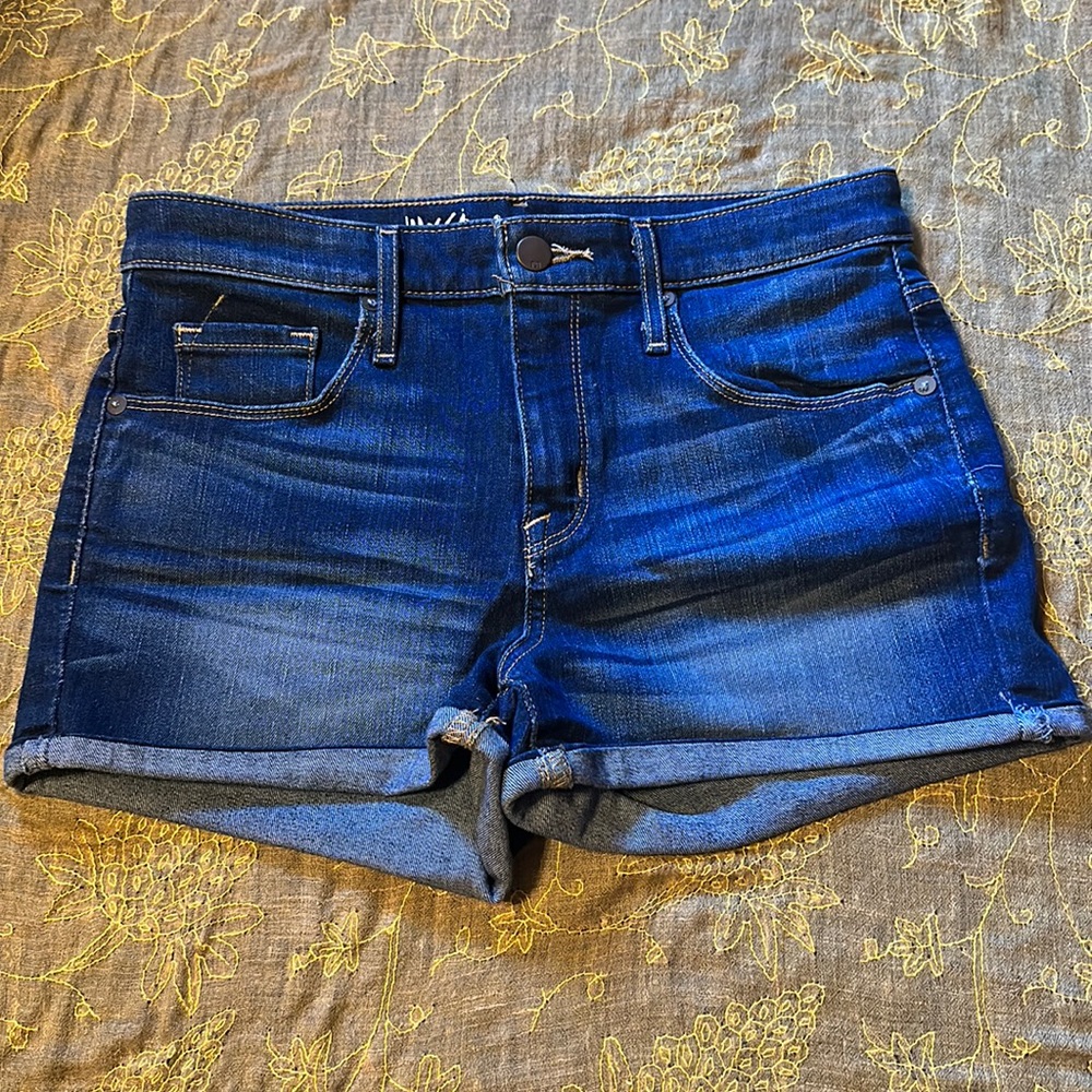 High Rise Dark Blue Jean Shorts